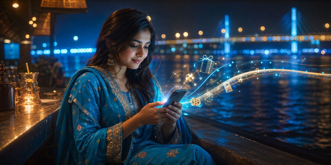 ময়মনসিংহে সালোয়ার কামিজ পরা নারী মোবাইলে golds পেমেন্ট করছেন